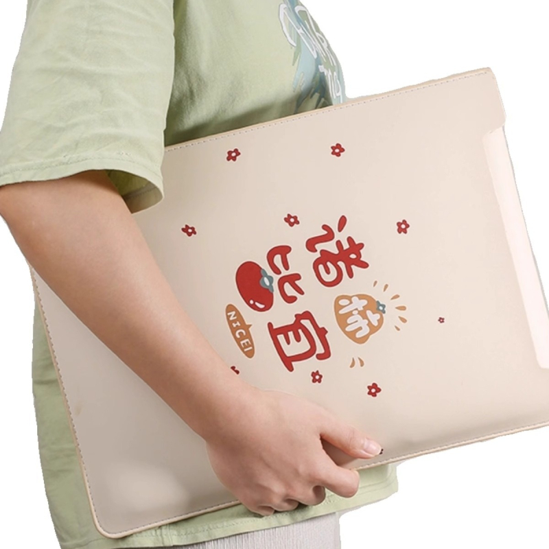 Geustos PU futrola za laptop — crtani slatki stil, plišani unutarnji sloj, tekst uzorak, vodootporna