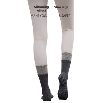 Дамски памучни чорапи за йога, средна дължина, нехлъзгащи се, двойно-слойни терри за попиване на пот и дезодориращ ефект