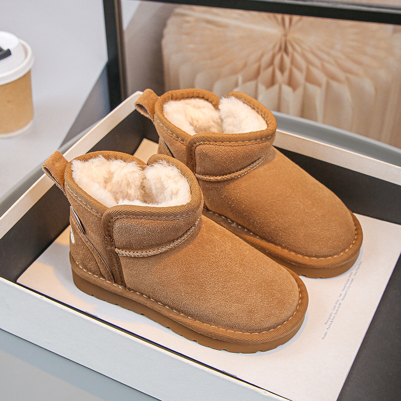 Unisex dječje čizme do gležnja od teleće kože, zimski casual stil, uzrast 1–12 godina