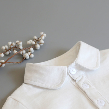 Поло риза за деца, 100% памук, къс ръкав, корейски стил, едноцветна, бродирана