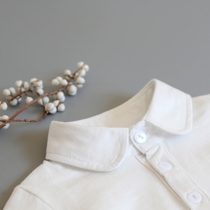 Поло риза за деца, 100% памук, къс ръкав, корейски стил, едноцветна, бродирана