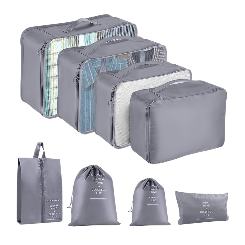 Putne organizacijske torbe – 8-dijelni set, twill tkanina, kubni oblik, sklopive, Nordic stil