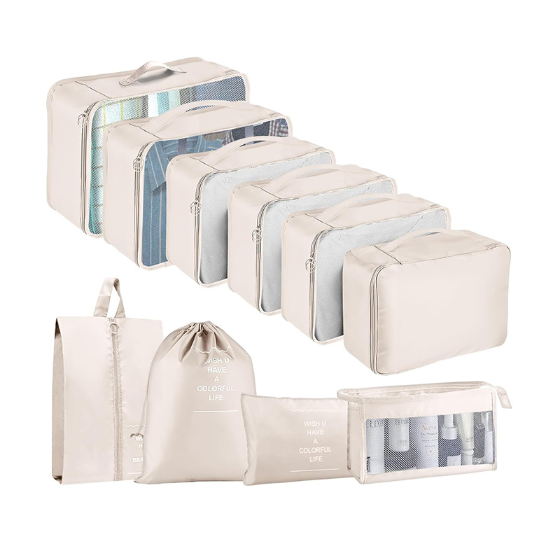 Putne organizacijske torbe – 8-dijelni set, twill tkanina, kubni oblik, sklopive, Nordic stil