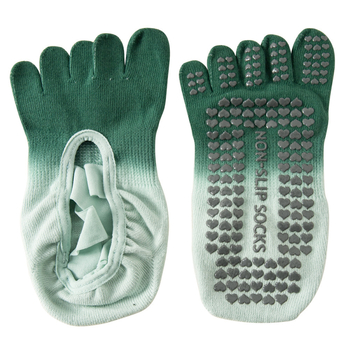 Петопръстни дамски йога чорапи, антихлъзгаща/антифрикционна функция, градиентен модел, памук 70-80%, за летния сезон.