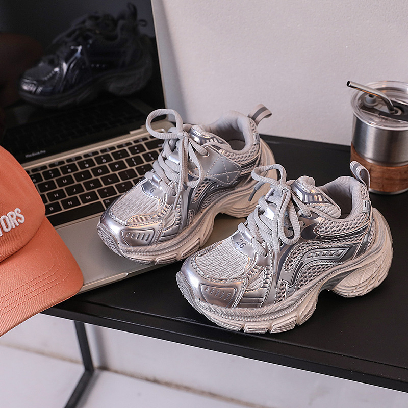 Djeca tenisice stil dad shoes s Velcro kopčom; gornji dio mikrovlakno+ mreža; potplat EVA; protuklizne i otporne na habanje; jesenska verzija 2024; uzrast 4–12