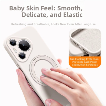 Kryt Huawei Mate 80 Pro z tekutého silikónu s otočným stojanom – proti pádu, matný povrch, proti otlačkom prstov