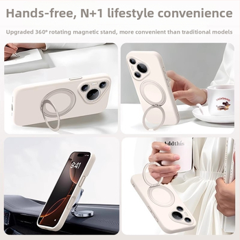 Kryt Huawei Mate 80 Pro z tekutého silikónu s otočným stojanom – proti pádu, matný povrch, proti otlačkom prstov