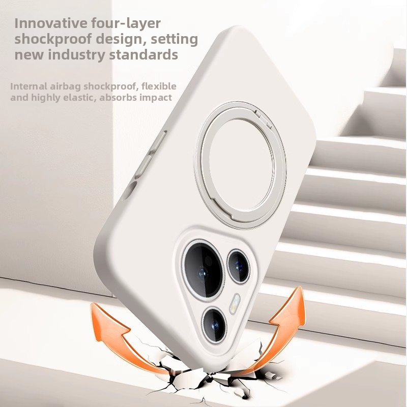 Kryt Huawei Mate 80 Pro z tekutého silikónu s otočným stojanom – proti pádu, matný povrch, proti otlačkom prstov