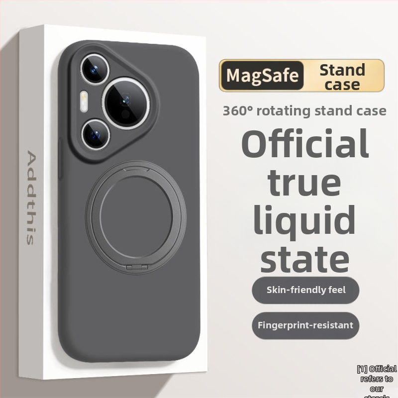 Kryt Huawei Mate 80 Pro z tekutého silikónu s otočným stojanom – proti pádu, matný povrch, proti otlačkom prstov