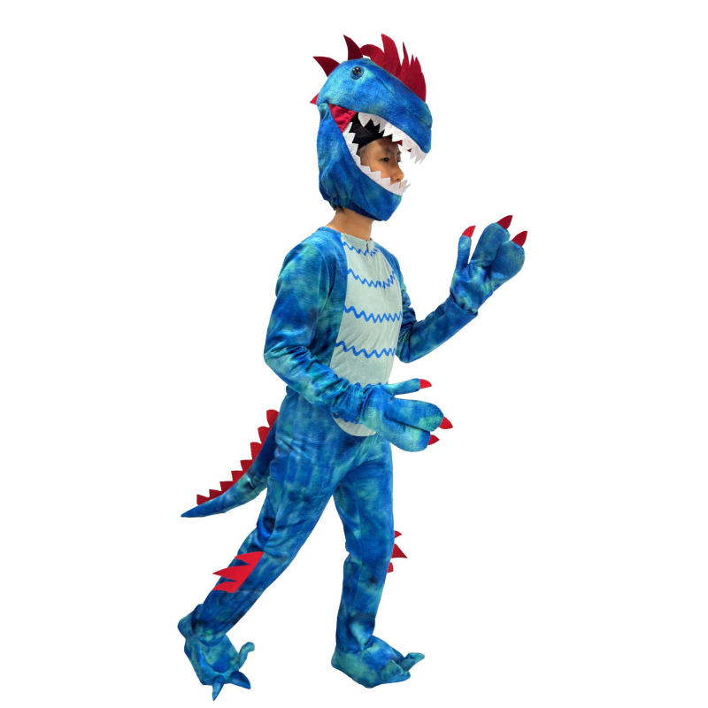 Cosplay kostim dinosaura za djecu, unisex, prugasti uzorak, kristalno mekan poliester, glavni materijal 95% poliester, za Halloween i scenske nastupe