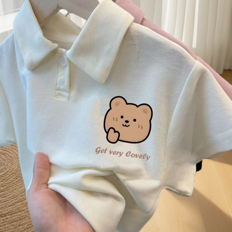 Πόλο πουκάμισο, κορεατικού στυλ, καρτούν εκτύπωση, μίγμα συνθετικών ινών, Καλοκαίρι 2024