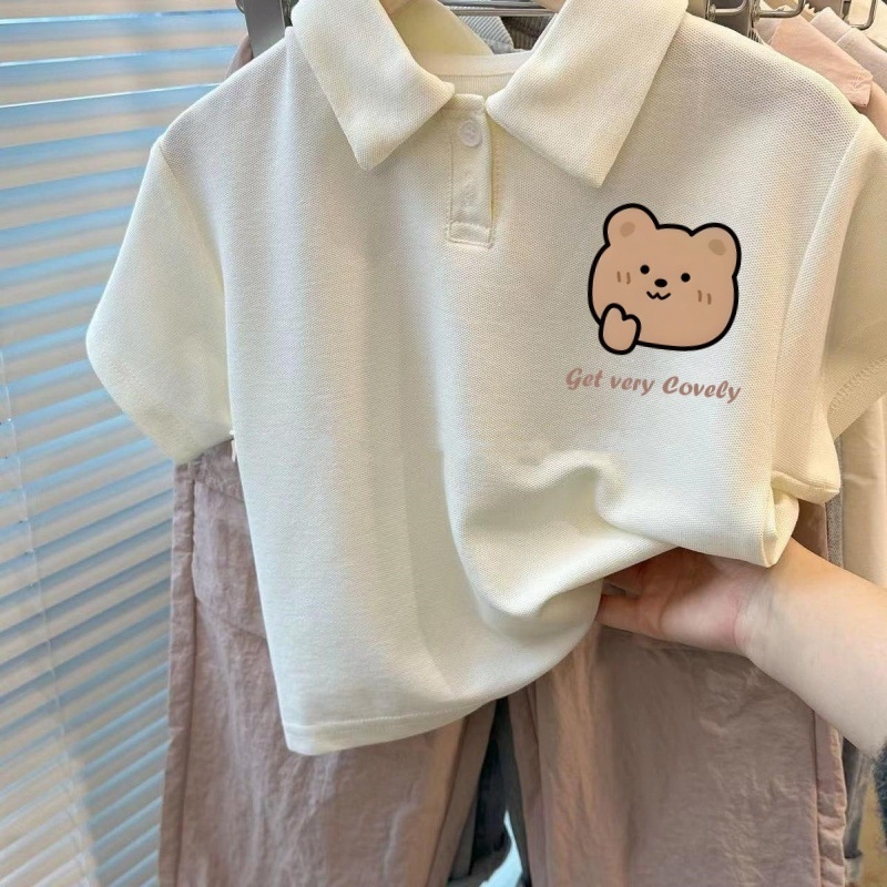 Πόλο πουκάμισο, κορεατικού στυλ, καρτούν εκτύπωση, μίγμα συνθετικών ινών, Καλοκαίρι 2024