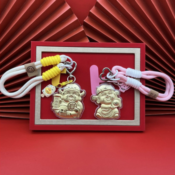 Метален ключодържател с котка късмет, карикатурен дизайн, държач за телефон и подвес за чанта