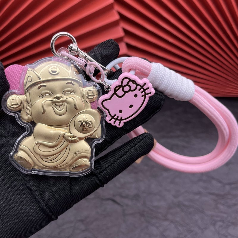 Метален ключодържател с котка късмет, карикатурен дизайн, държач за телефон и подвес за чанта