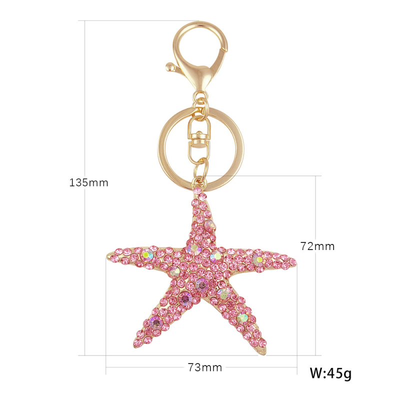 Ключодържател: морска звезда с диаманти, цинкова сплав; стил лайт лукс; марка Jinyi; индивидуално опакован