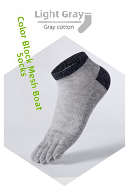Мъжки чорапи за пръсти, невидими, дишащ памук, едноцветни, къс глезен, абсорбират изпотяването