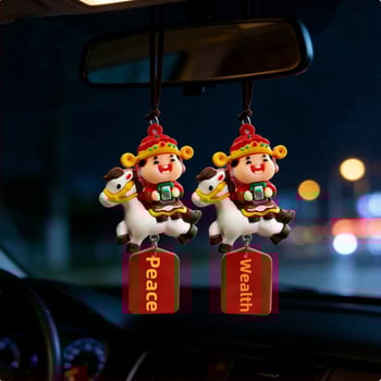 Ключодържател с мотив годината на коня - PVC материал, животински модел, украса за интериора на автомобила, талисман Богът на богатството