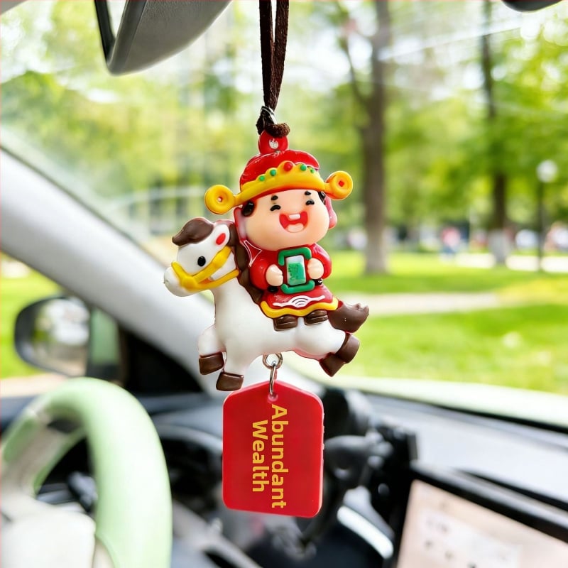 Ключодържател с мотив годината на коня - PVC материал, животински модел, украса за интериора на автомобила, талисман Богът на богатството