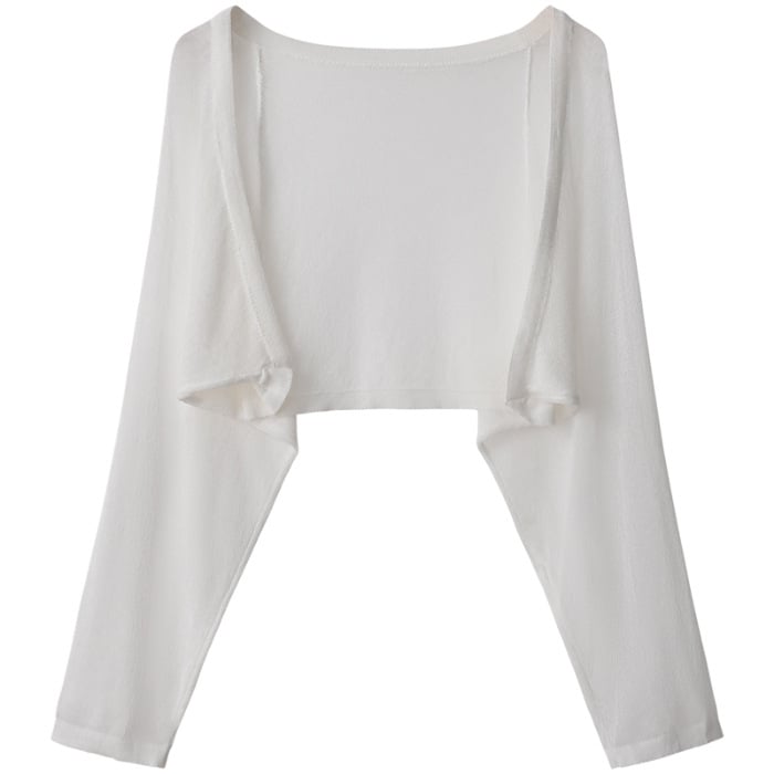 Дамски слънцезащитен кардиган с дълги ръкави, слим модел, къс модел, полиестер 70–80%, едноцветен, летен модел 2023