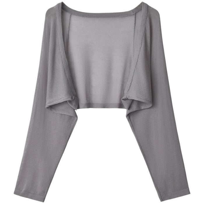 Дамски слънцезащитен кардиган с дълги ръкави, слим модел, къс модел, полиестер 70–80%, едноцветен, летен модел 2023