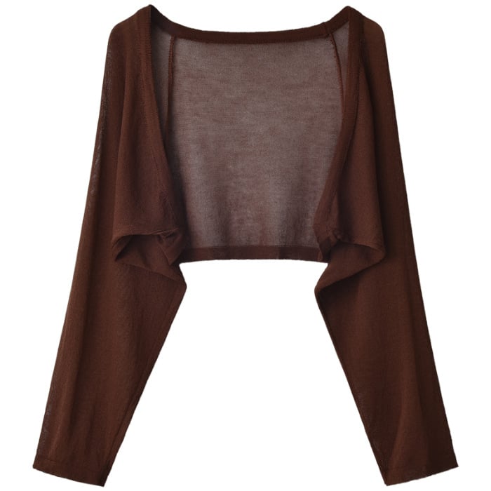 Дамски слънцезащитен кардиган с дълги ръкави, слим модел, къс модел, полиестер 70–80%, едноцветен, летен модел 2023