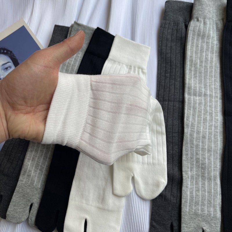 Разделени пръсти чорапи, висок крак, едноцветни, от combed памук, абсорбират пот, 200N плетка