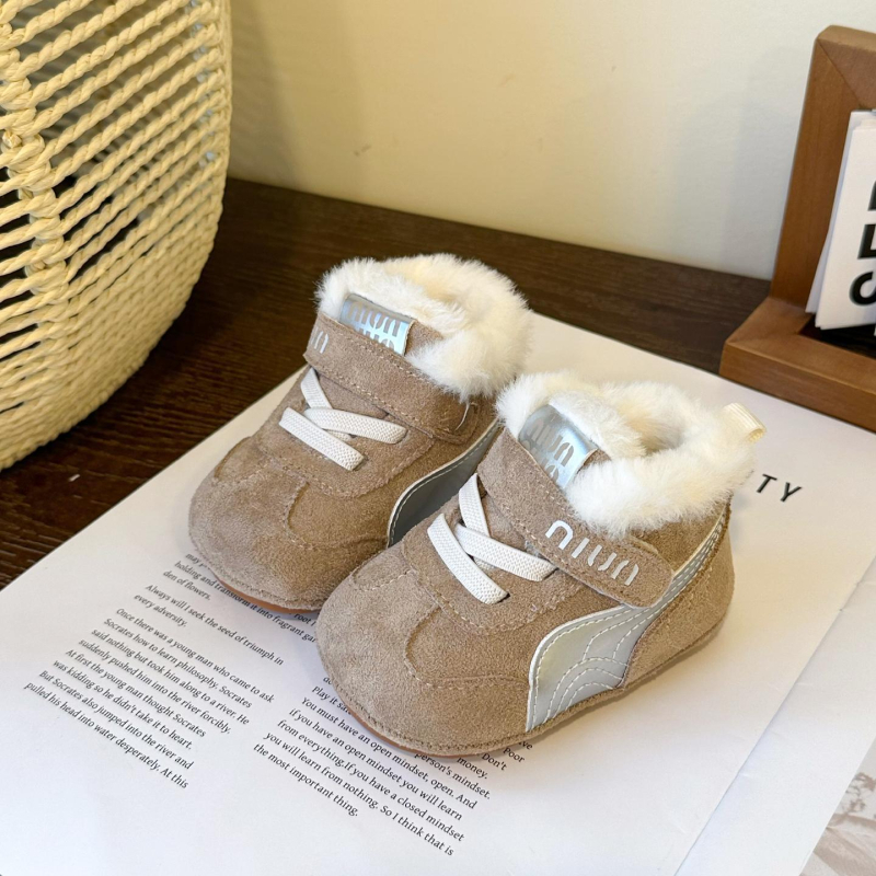 Patike za djecu unisex, gornji dio od sintetičke kože, Velcro kopča, prugasti uzorak, zadržavaju toplinu