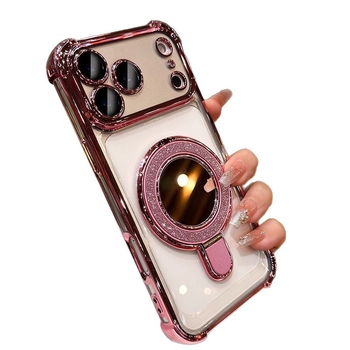 Pouzdro pre iPhone 17 Pro/Pro Max s proti pádu ochranou na štyroch rohoch, priehľadný elektroplatinovaný TPU a magnetická podpora