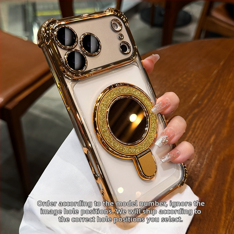 Pouzdro pre iPhone 17 Pro/Pro Max s proti pádu ochranou na štyroch rohoch, priehľadný elektroplatinovaný TPU a magnetická podpora