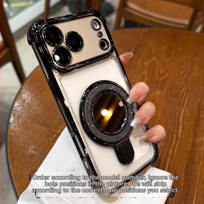 Pouzdro pre iPhone 17 Pro/Pro Max s proti pádu ochranou na štyroch rohoch, priehľadný elektroplatinovaný TPU a magnetická podpora