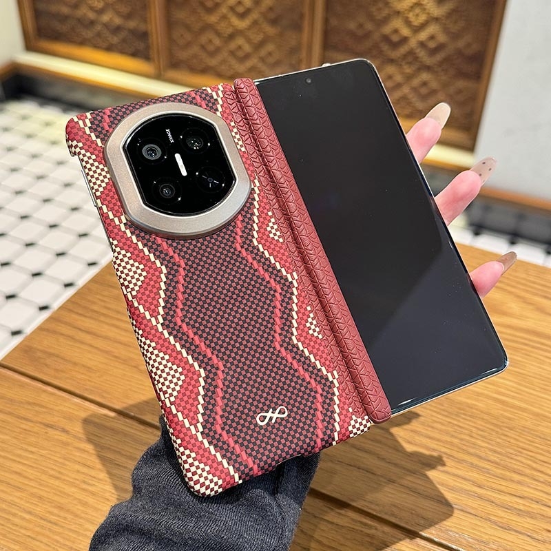 Θήκη προστασίας Huawei Mate X7 με μοτίβο Kevlar, ultra-λεπτός μαγνητικός σχεδιασμός, διπλών αξόνων προστασία από πτώση, εκτύπωση μεταφοράς με νερό