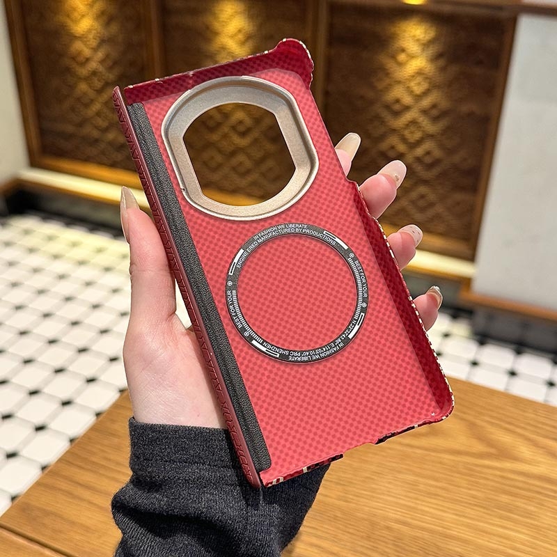 Θήκη προστασίας Huawei Mate X7 με μοτίβο Kevlar, ultra-λεπτός μαγνητικός σχεδιασμός, διπλών αξόνων προστασία από πτώση, εκτύπωση μεταφοράς με νερό