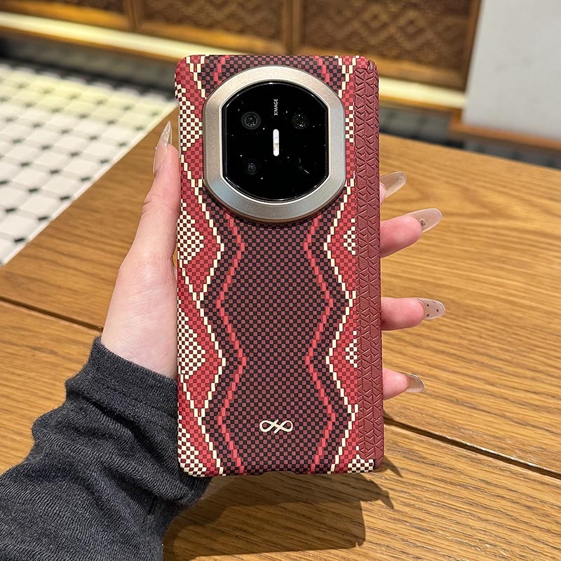 Θήκη προστασίας Huawei Mate X7 με μοτίβο Kevlar, ultra-λεπτός μαγνητικός σχεδιασμός, διπλών αξόνων προστασία από πτώση, εκτύπωση μεταφοράς με νερό