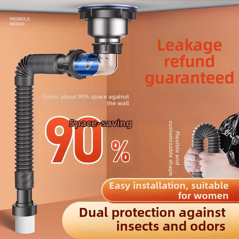 Wise Bath Plastični komplet odvodnih cijevi za kuhinjski sudoper – potpuno set, model 7845621, moderan jednostavan stil