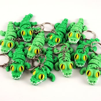 3D печатен ключодържател крокодил с подвижни стави, PLA материал, сладък стил, за ученически раници