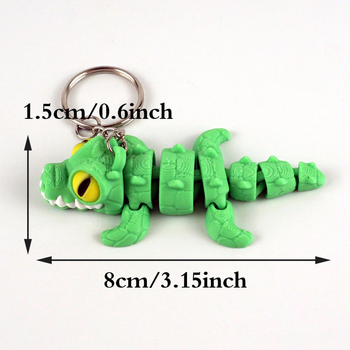 3D печатен ключодържател крокодил с подвижни стави, PLA материал, сладък стил, за ученически раници