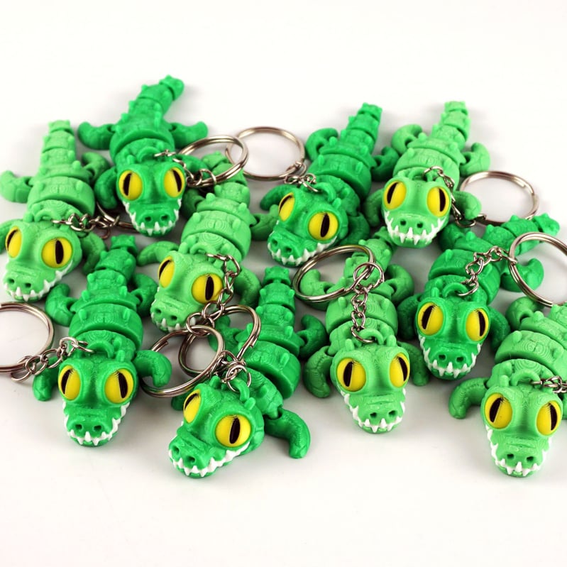3D печатен ключодържател крокодил с подвижни стави, PLA материал, сладък стил, за ученически раници
