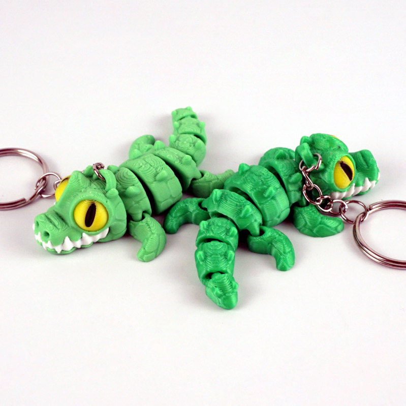 3D печатен ключодържател крокодил с подвижни стави, PLA материал, сладък стил, за ученически раници