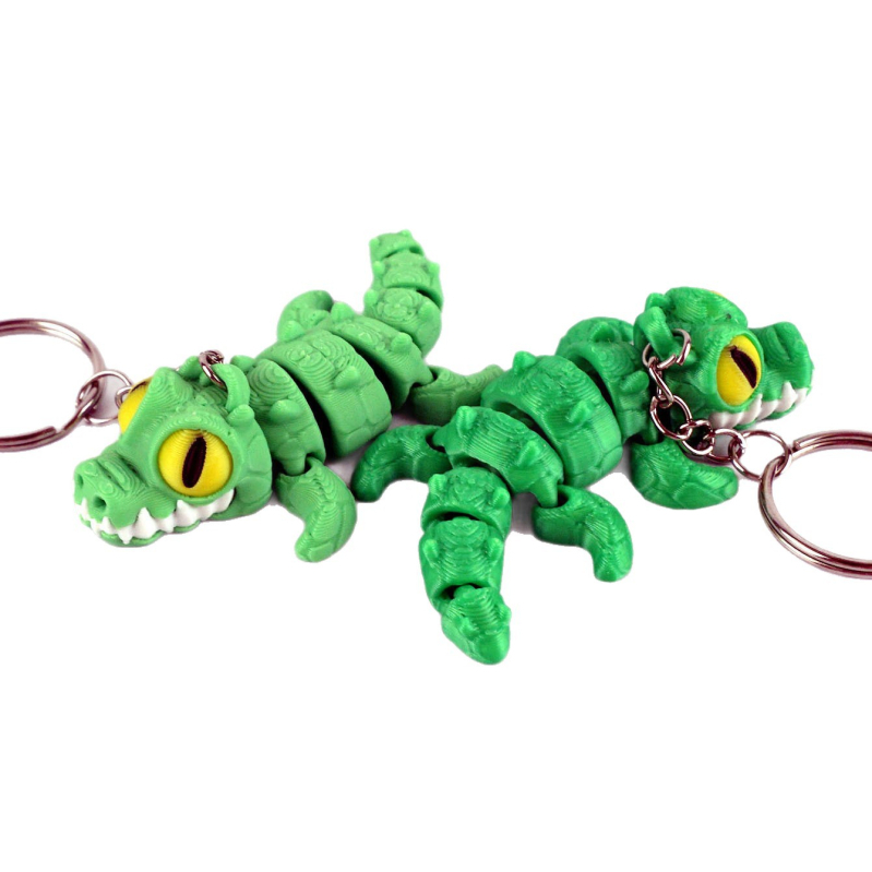 3D печатен ключодържател крокодил с подвижни стави, PLA материал, сладък стил, за ученически раници