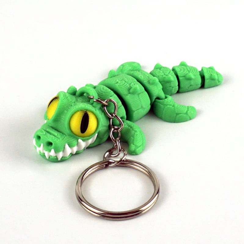 3D печатен ключодържател крокодил с подвижни стави, PLA материал, сладък стил, за ученически раници