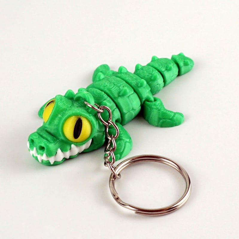 3D печатен ключодържател крокодил с подвижни стави, PLA материал, сладък стил, за ученически раници