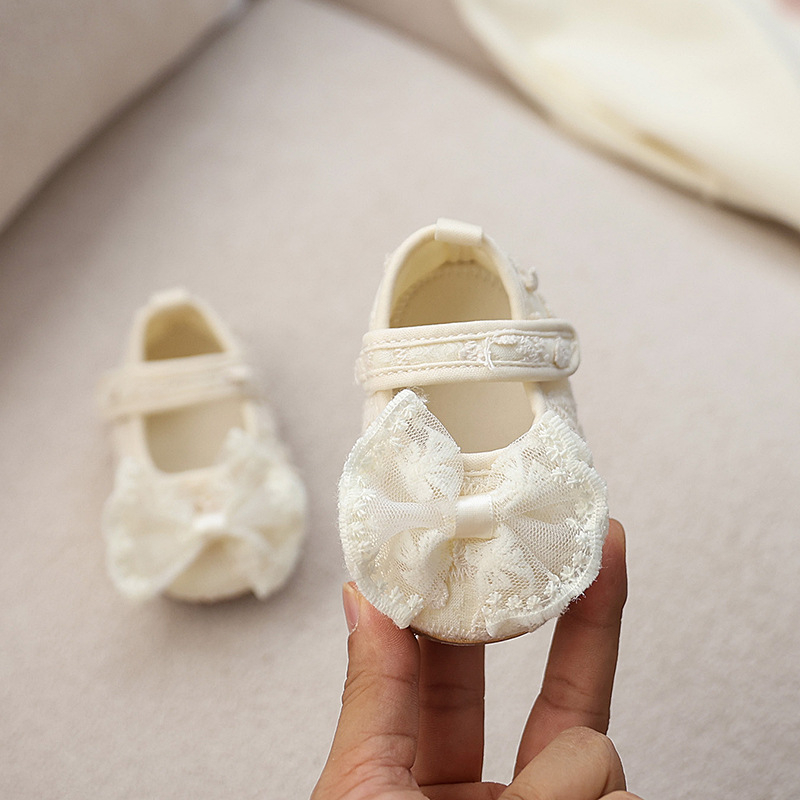 Cipele za bebe djevojčice, gornji dio od pamuka, Velcro kopčanje, mekana potplata, protuklizne, dizajn mašnice