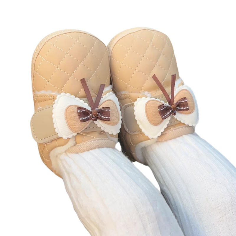 Cipele za bebe djevojčice - umjetna koža, gumeni potplat, protuklizne i tople, Velcro zatvarač