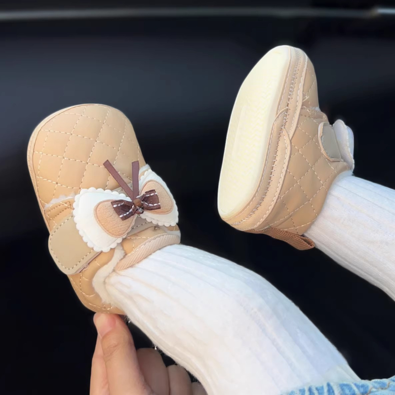 Cipele za bebe djevojčice - umjetna koža, gumeni potplat, protuklizne i tople, Velcro zatvarač