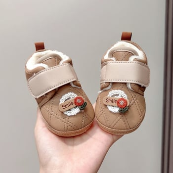 Cipele za bebe 6-12 mjeseci, princeza stil, gornji dio od umjetne kože, fleece podstava, Velcro zatvaranje, protuklizna potplata