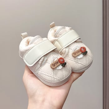 Cipele za bebe 6-12 mjeseci, princeza stil, gornji dio od umjetne kože, fleece podstava, Velcro zatvaranje, protuklizna potplata