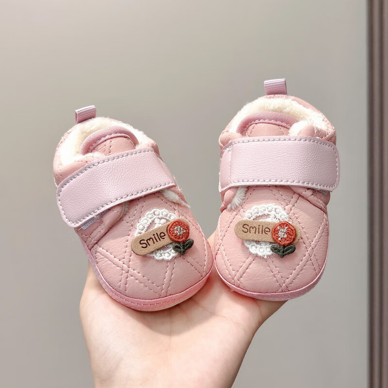 Cipele za bebe 6-12 mjeseci, princeza stil, gornji dio od umjetne kože, fleece podstava, Velcro zatvaranje, protuklizna potplata