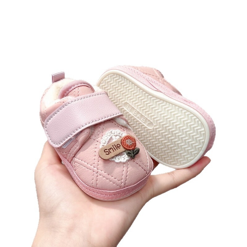 Cipele za bebe 6-12 mjeseci, princeza stil, gornji dio od umjetne kože, fleece podstava, Velcro zatvaranje, protuklizna potplata