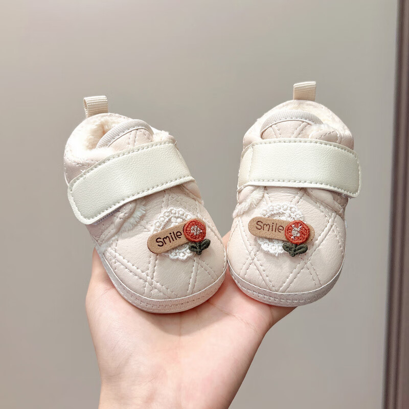 Cipele za bebe 6-12 mjeseci, princeza stil, gornji dio od umjetne kože, fleece podstava, Velcro zatvaranje, protuklizna potplata