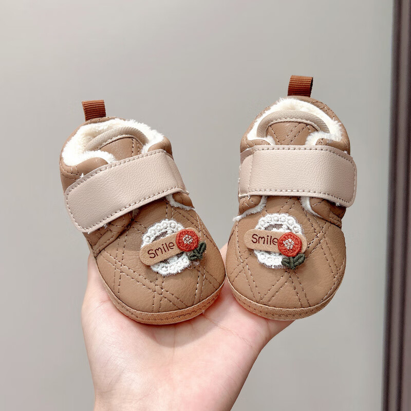 Cipele za bebe 6-12 mjeseci, princeza stil, gornji dio od umjetne kože, fleece podstava, Velcro zatvaranje, protuklizna potplata